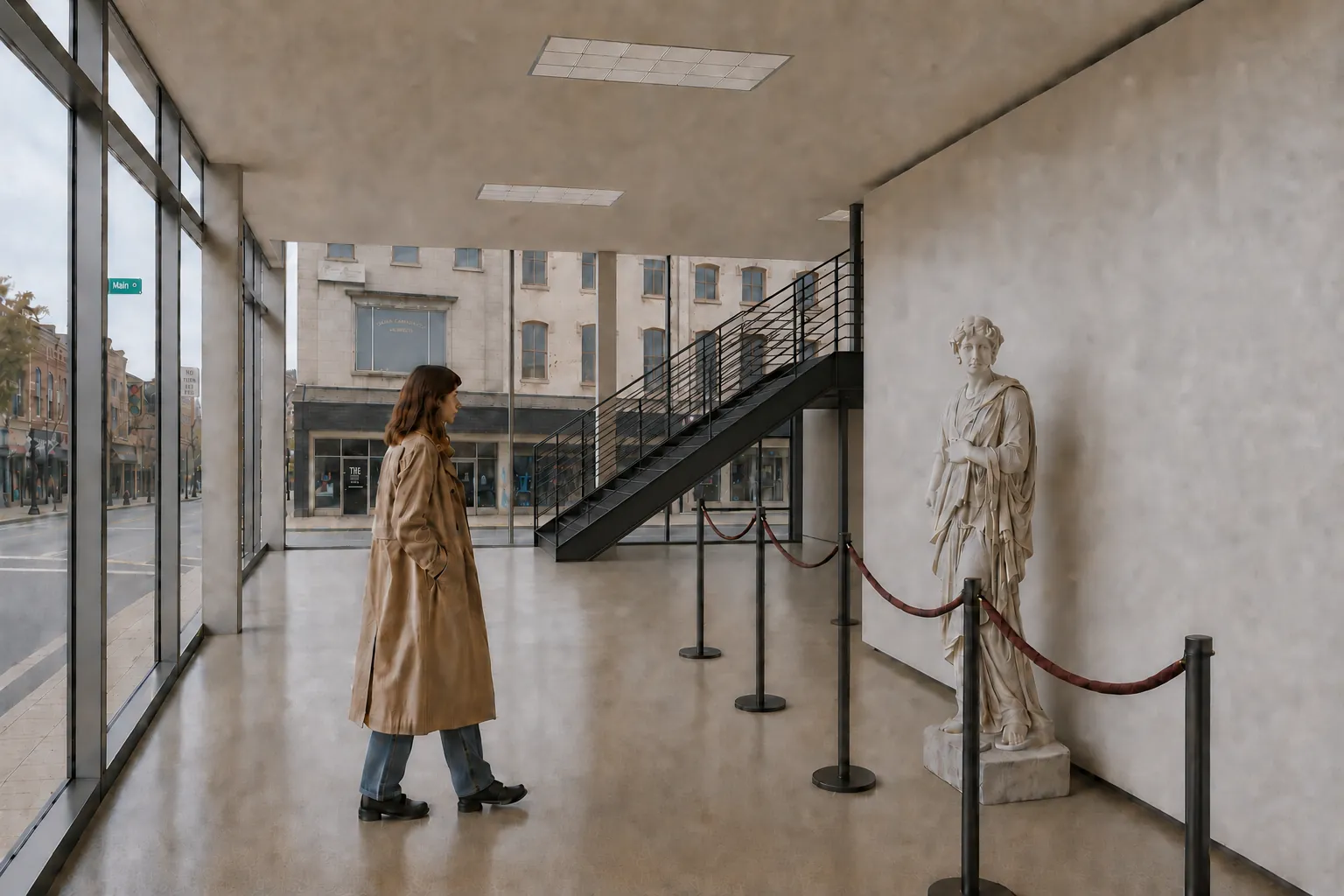 Museum gallery facing downtown Wilkes-Barre